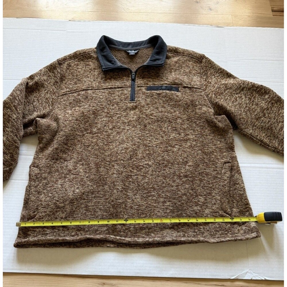 Eddie Bauer Quarter Zip Brown Heathered Fleece Sweater Men's Size XL - Picture 8 of 10